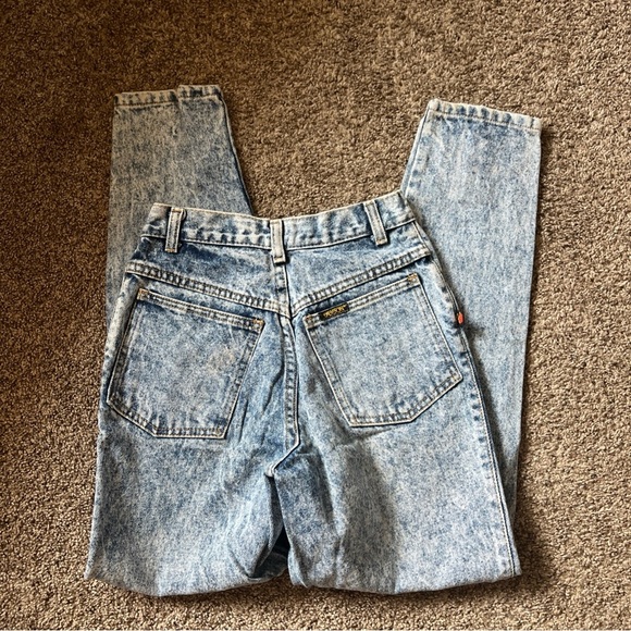 Vintage 80s 90s SASSON Acid Wash High Waist Denim Jeans with BOWS - Picture 5 of 6